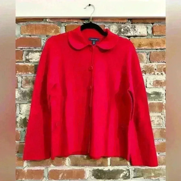 Lands End Red Chunky Button Blazer Size LP - Picture 1 of 6